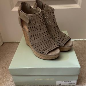 Taupe Suede Wedges - Marc Fisher - Size 6